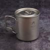 420ml Titanium Cup with Foldable Handles Lightweight Water Cup for Backpacking Camping Fishing
