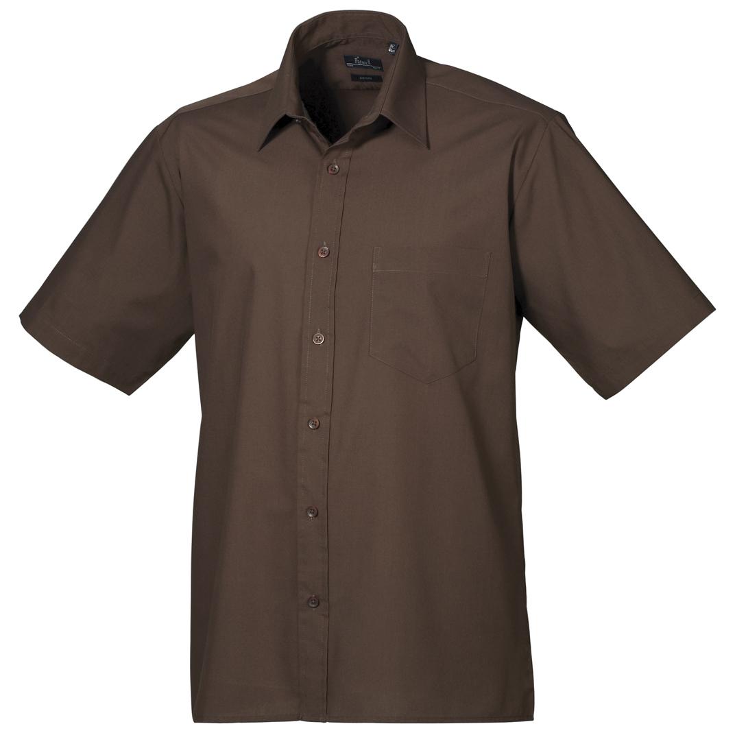Premier Herren-Kurzarm-Formal-Popeline-Arbeitshemd 14.5 braun