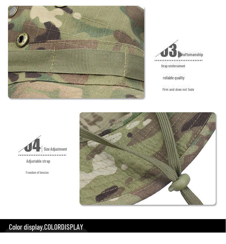 Camouflage Rundkrempenhut & Sturmhauben-Set: Sonnenschutz für den Sommer-Bergsteigen