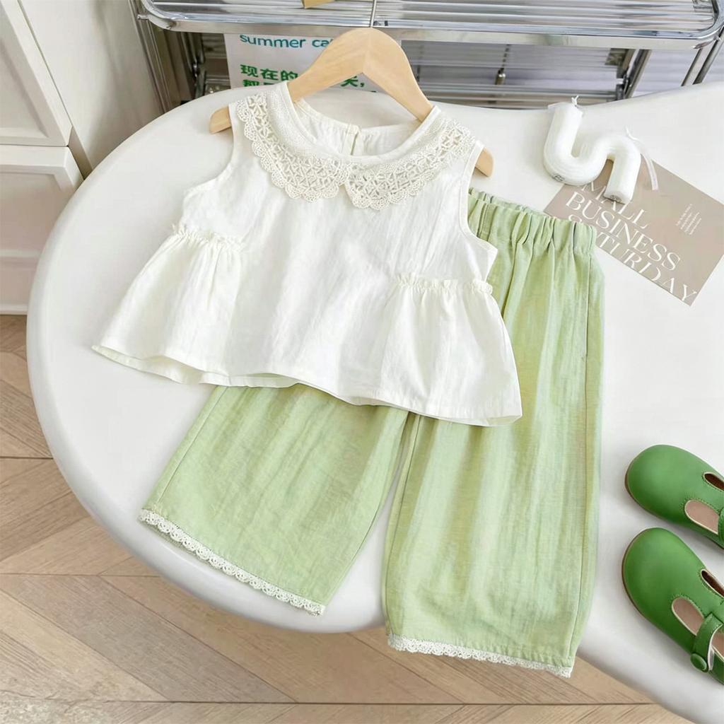 Fashionable Stylish Infant Girls Clothing Sets Sleeveless Vests Two Piece Outfits Cute Toddler Kids Casual Comfortable Outfits Daily Wear