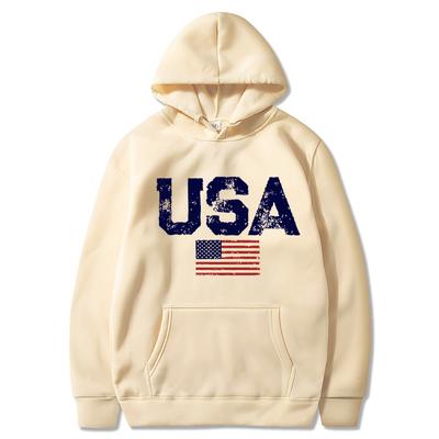 Usa Letters American Flag Stars And Stripes Mens Clothing Loose Crewneck Hoodie Autumn Pullover Hoodies Casual Pocket Sweatshirt