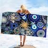 Glücksbringer böser Blick Strandtuch - Super saugfähige, schnell trocknende Mikrofaser, Blaue Nazar-Musterdecke für Picknick & Entspannung im Freien