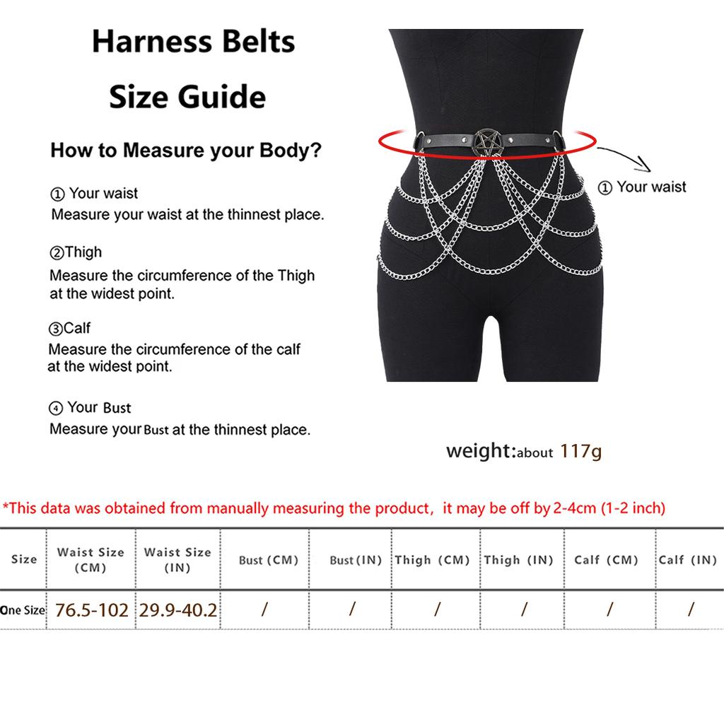 Women Belly Belt Chain Street Style Gothic Harness Chain Bustier Harness Waist Clothing Accessories