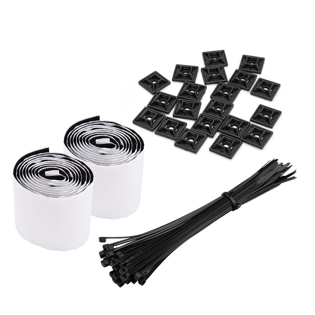 Pedalboard Organizer Kit Self Adhesive Tapes Heavy Duty Sticky Back Fastener Strips and Adjustable Self Nylon Locking