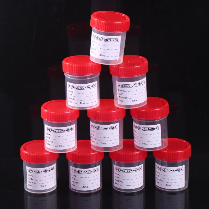 10/50Pcs 60Ml Plastic Cup Container Disposable Urine Collection Sample Cup Specimen Bottle Container With Tags