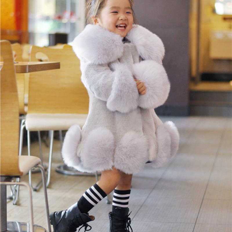 Winter Mädchen Kinder Boutique Mantel Verdicken Pelz Herbst Baumwolle Warm Pelz