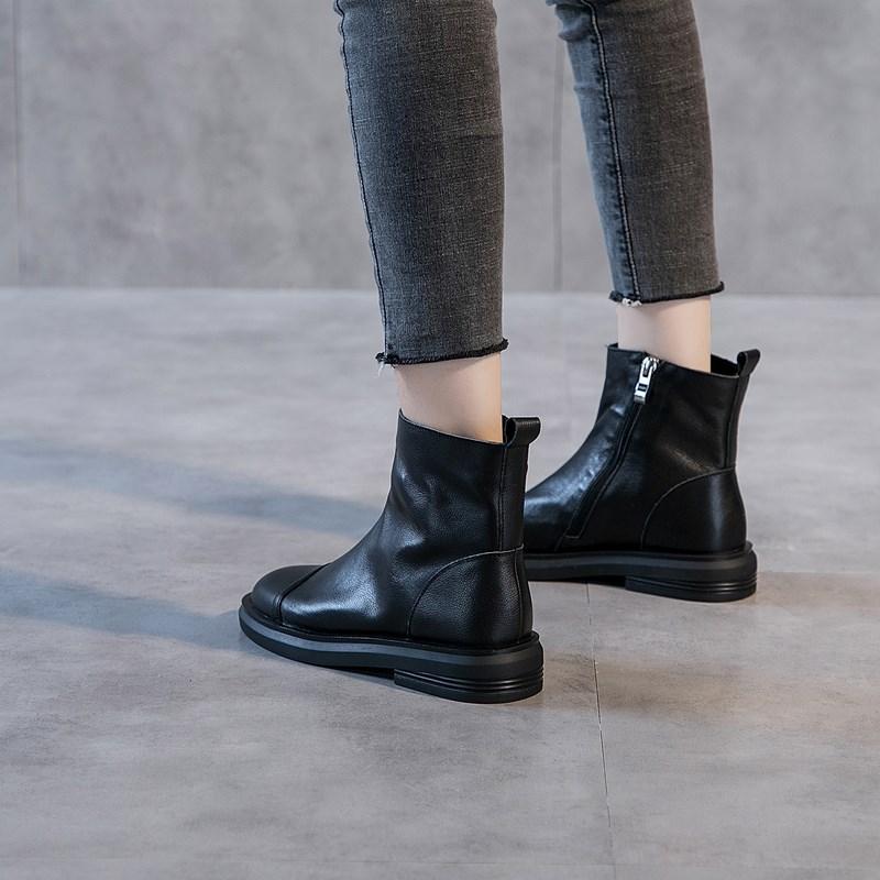 Chelsea Stiefeletten Damen Herbst und Winter neu Martin Stiefel lässig flachsohlig weiches Leder vielseitige Mode Stiefel