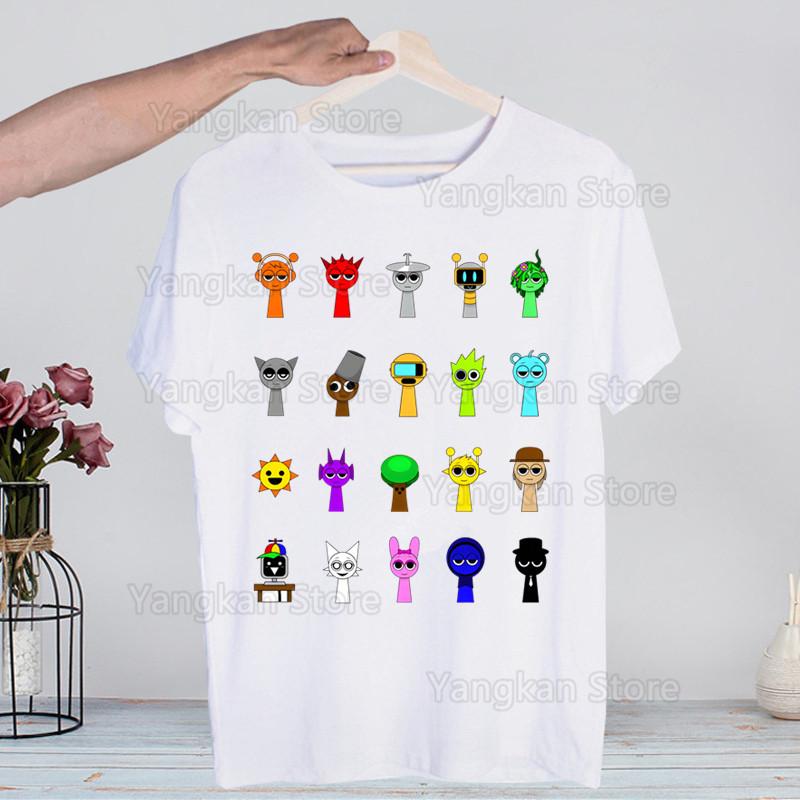 Sprunki Plush T Shirts for Guys O-Neck Short Sleeve Regular Mens Height Quality Men Hip-Hop Tee Shirt