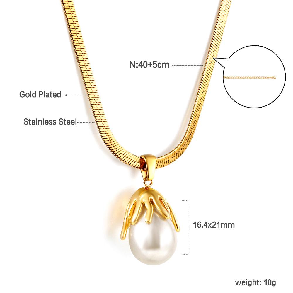 18K Gold PVD Stainless Steel Ocean Charm Necklace Set Shell Starfish Pearl Snake Layered Waterproof Jewelry for Women