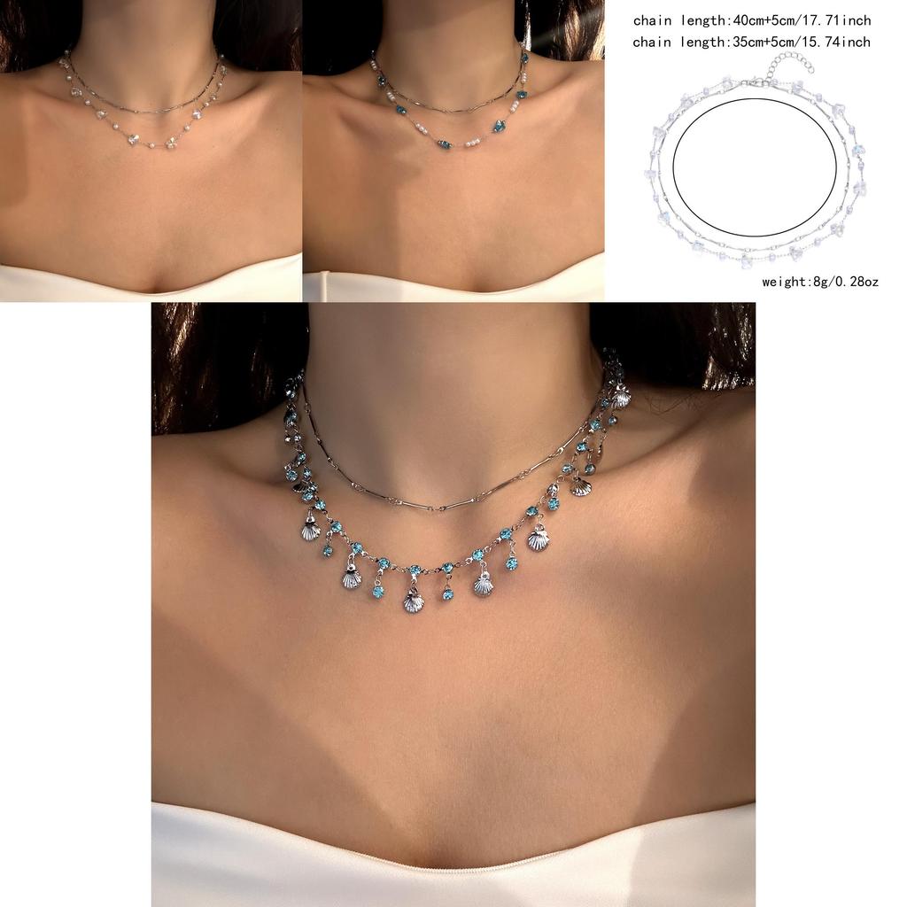 Ocean Blue Pearl Butterfly Necklace For Women Fashion Jewelry For Holiday Vacation