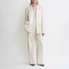 Elegant Beige Satin Commuter Suit: Women's Fall/Winter Jacket & Pants Set