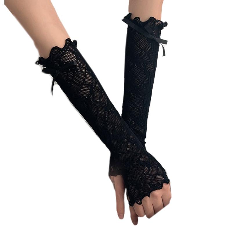 Women Long Lace Gloves UV Protection Sleeves Arms Cover Accessories for Party