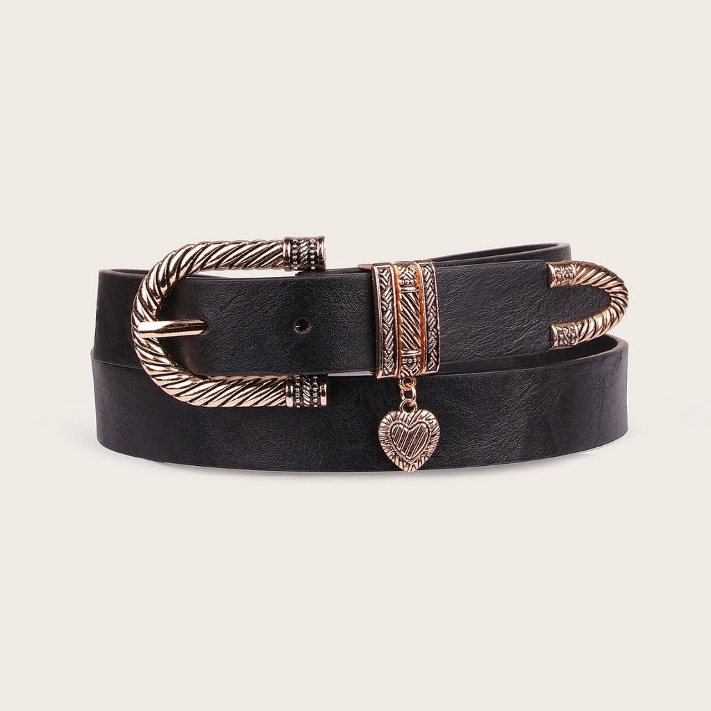 Fashion Leather Belt With Heart Pendant For Casual Outfits