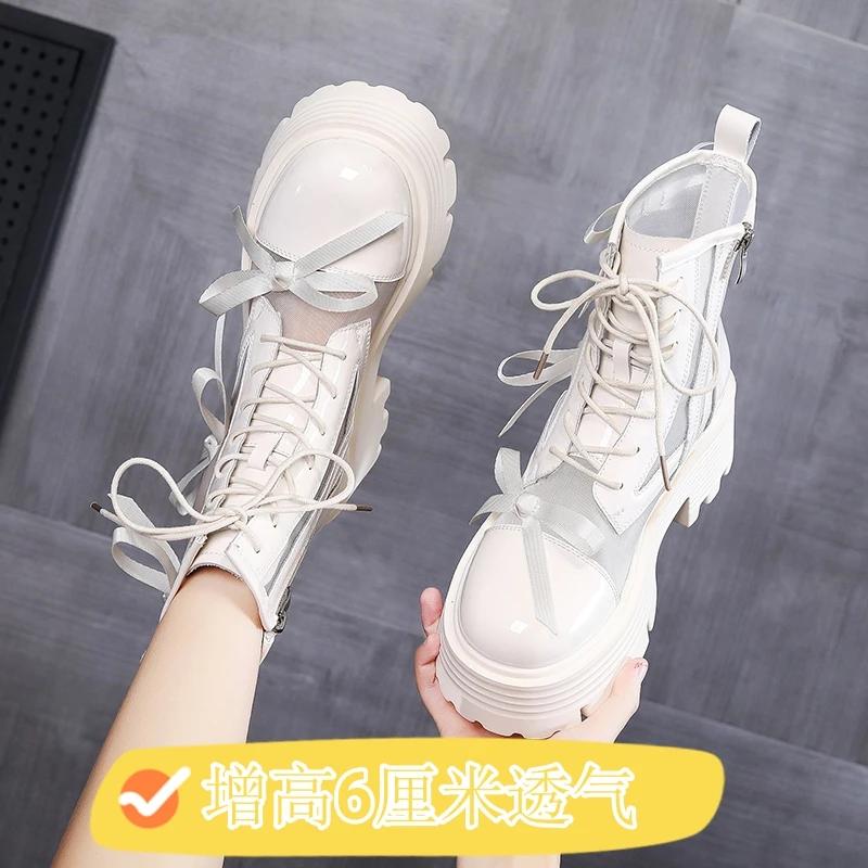 Summer Thin Sweet Boots Women Light Thick Soled Gauze Mesh Hollow Cool Boots Sweet Cool Spicy Girls College Short Mesh Boots