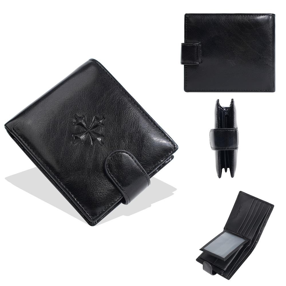 

Кошельки-трифолды Городской рекреационный стиль Противоугольная сумка для наличных Мужской кожаный кошелек Для улицы чёрный