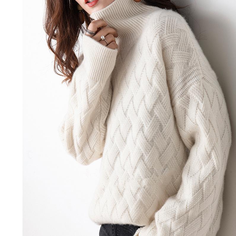 Women s Korean Style Thick Knit High-Neck Sweater for Autumn Winter One Size