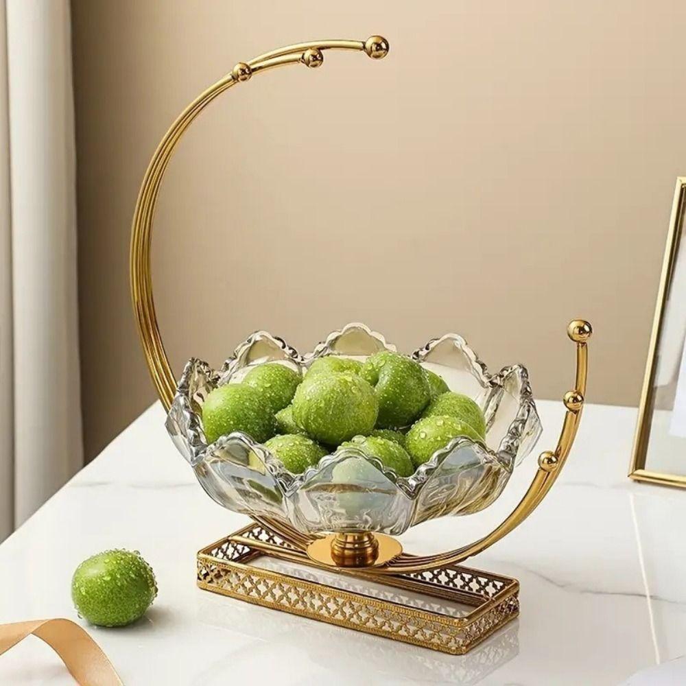 Large Capacity Flower Basket Shape Fruit Plates Metal Frame Dried Fruit Plate  Coffee Table