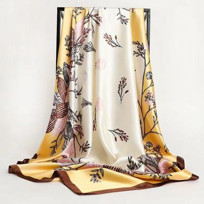 Quadratischer Seidenimitat-Satin-Frauen-eleganter Schal-Blumen-Verpackungs-Schal Allgleiches Kopftuch-Sonnencreme-Gaze-Schal