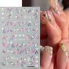 2PCS 3D Embossed Floral Nail Art Stickers Spring Summer Self-Adhesive Nail Decals
