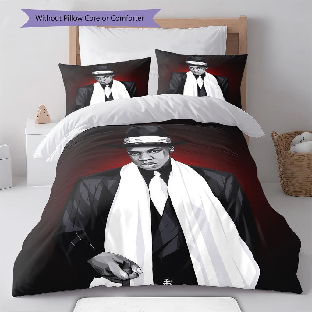 American rapper Pattern Bedding Quilt Set Quilt Cover Pillowcase Home Decoration Birthday Gift (1 * duvet cover + 2 * pillowcase, without core)