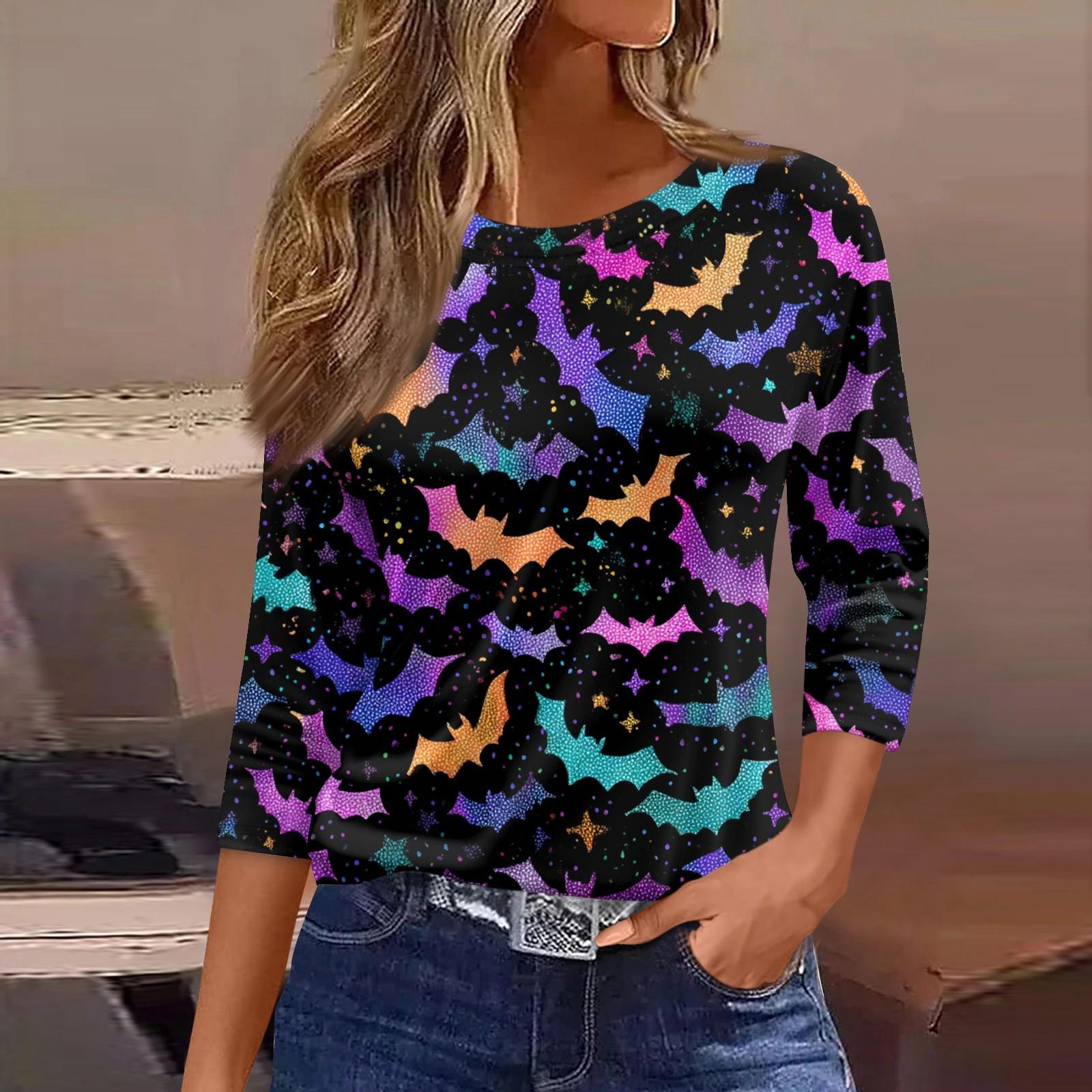 

Женская модная повседневная свободная футболка с круглым вырезом и рукавами 3/4 с принтом, женский топ XL