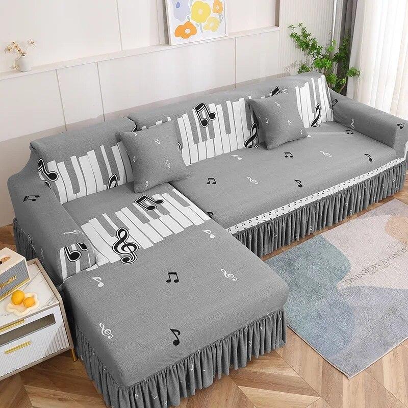 Double Sofa Large Skirt Sofa Cushion Four Seasons All Inclusive Sofa Cover Simple Elastic Luxury Sofa Protective Cover