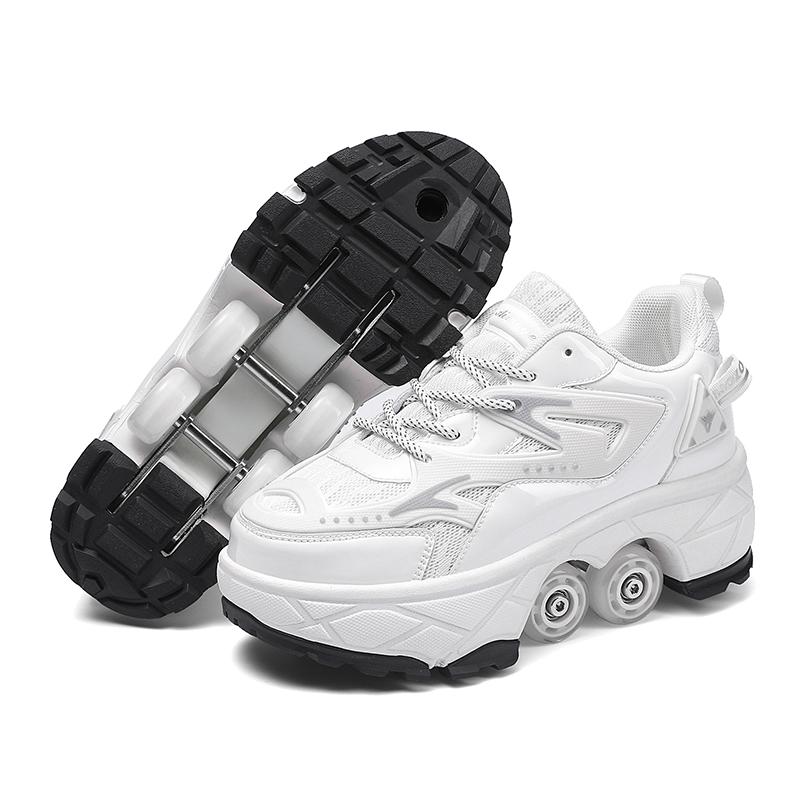 

Boys Girls Student Edition Roller Skates Adult Children s Walking Roller Skates with Telescopic Wheels 40 белый