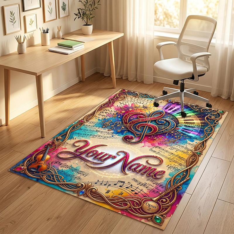 Decorative Artwork Theme Crystal Velvet Rug Personalized Custom Name Text Soft Floor Mat Home Decor