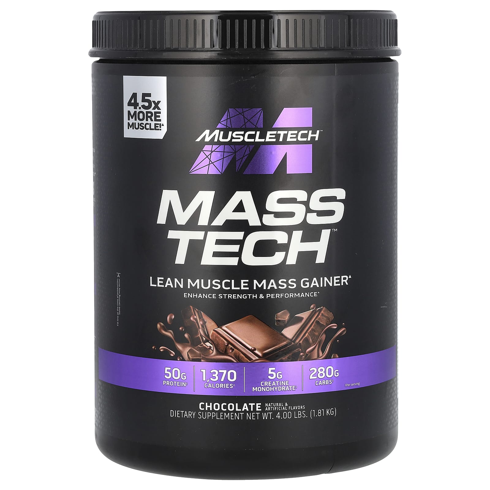 

MuscleTech, Mass Tech, Lean Muscle Mass Gainer, Chocolate, 4 lbs (1.81 kg)