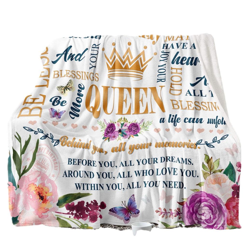 Happy Birthday Gift Blanket Gift for Women Four Seasons Multifunctional Flannel Blanket