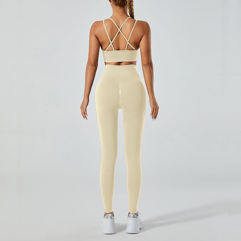 Completo Yoga da Donna con Top con Schiena a Croce e Leggings a Vita Alta per Fitness e Pratica Yoga