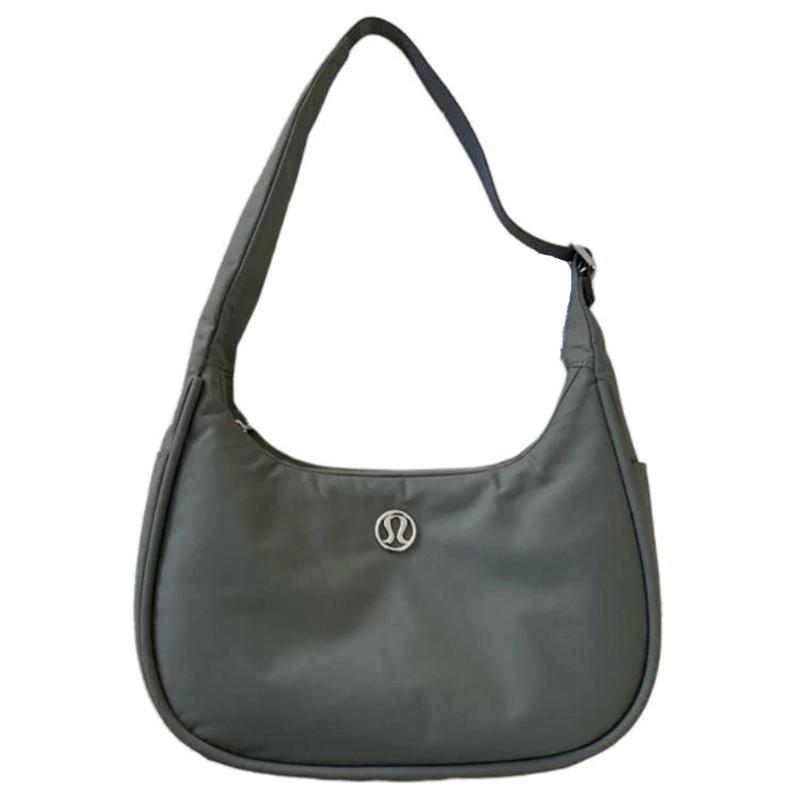 Lululemon 4L Metal Logo Zipper Closure Nylon Tote Shoulder Bag Women bags Green Gray LW9EUCS-GRSG Green Gray