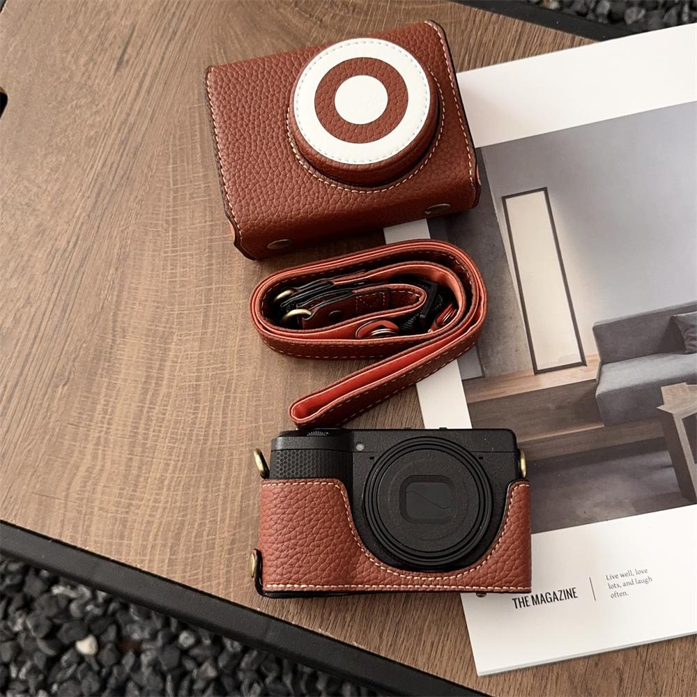 

Luxury Handmade PU Leather Case For Ricoh GR4 GR3 GR3X Camera Bag Bottom Opening Cover With Strap