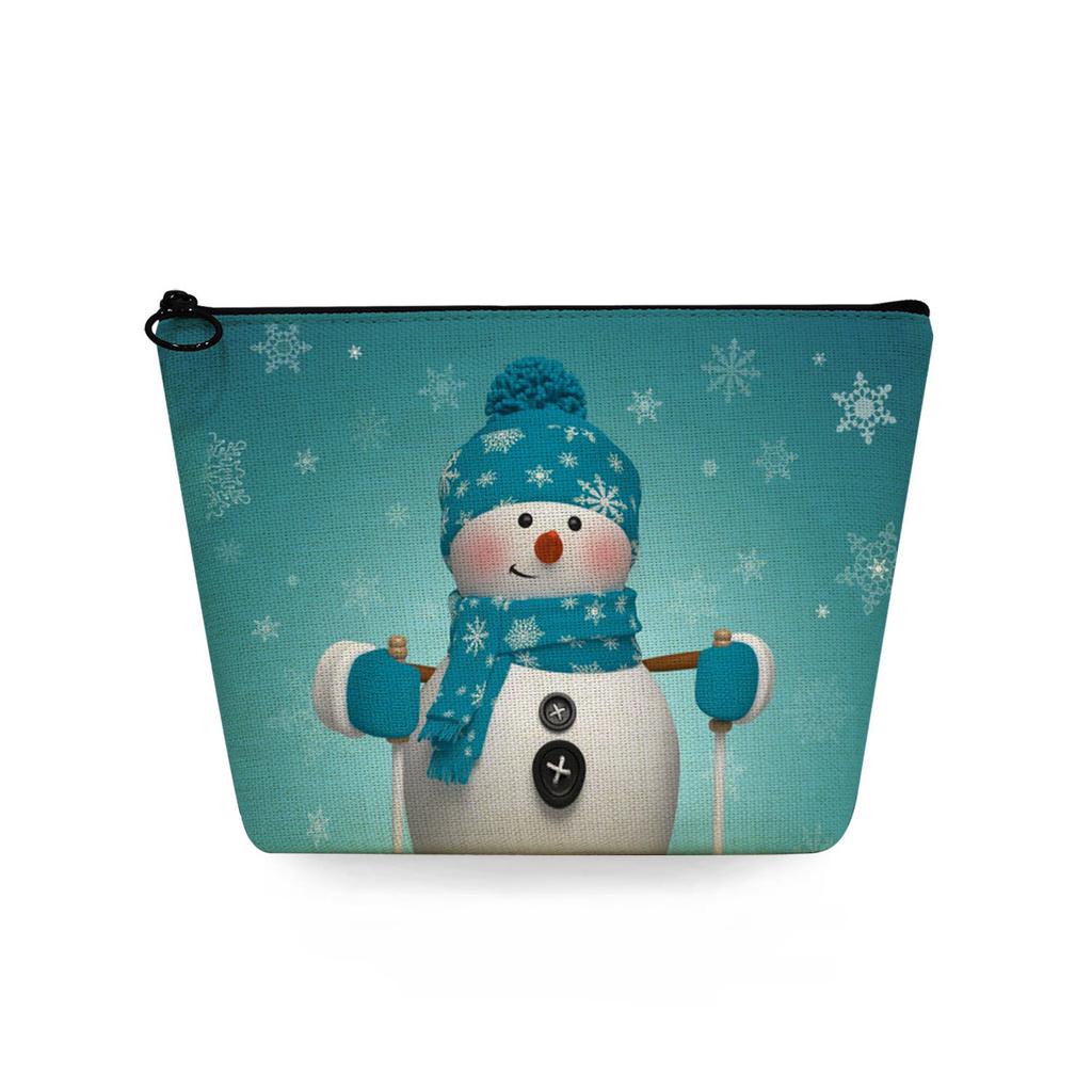 Women Christmas Snowman Print Cosmetic Bag Toiletries Organize Travel Storage Case  6367
