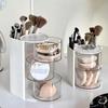 Desktop Organizer Rotatable Makeup Brush Holder Jewelry Organizer Box with Capacity for Earrings Bracelets Hair Accessories