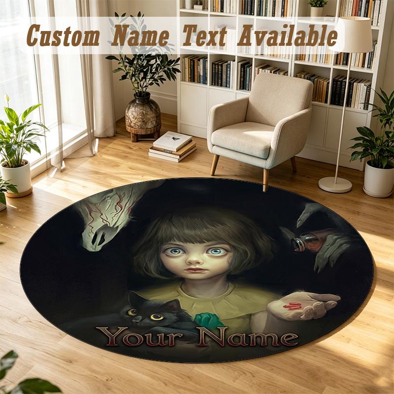 Fran Bow Personalized Round Rug Support Custom Name, Soft Home Decor Mat