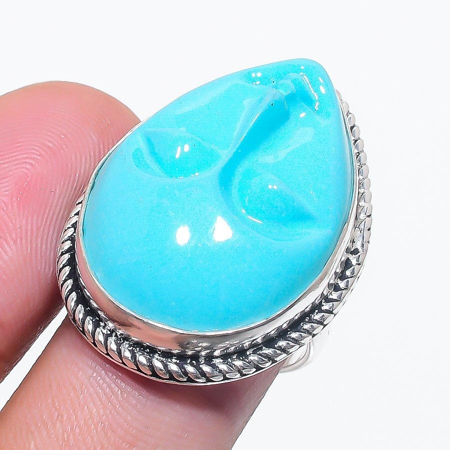 Natural Camiyo Face Gemstone 925 Sterling Silver Jewelry Ring Size 7 Y5L08