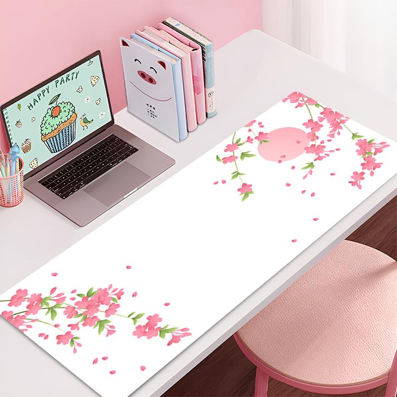 x Mousepad Gamer Office Mat Mouse Pad Gaming Room Accessories Office Desk Mat Cherry Blossom Sakura Pink Art Keyboard Mats