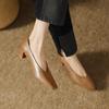 Fashion Genuine Leather Square Toe Shoes for Women High Heeled 2025 Spring Autumn Newest Pumps Wedding Party Shoes Woman Office Pumps