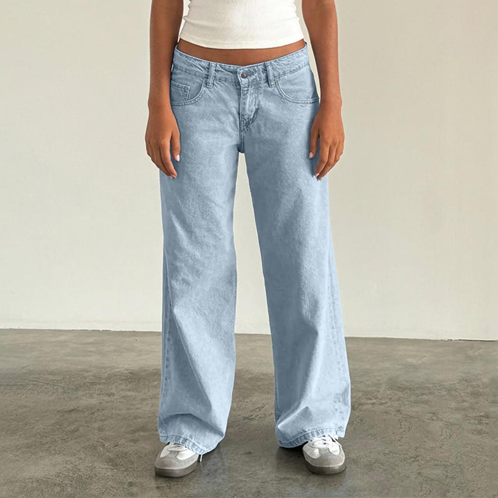 Women's Color Jeans Loose Casual Straight Leg Wide Leg Pants