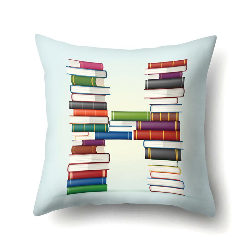 Polyester Pillowcase Car Decoration Home 26 English Letters Print Book Pillowcase