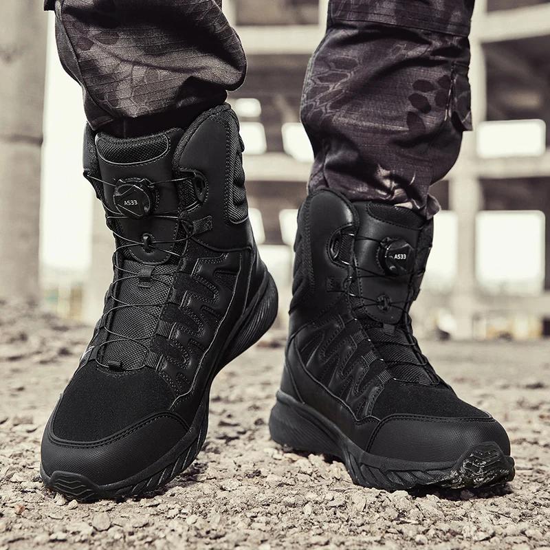 New Men Tactical Boots Brand Army Boot Military Ankle Hiking Shoes Safety Desert Work Climbing Shoes Waterproof High Quality