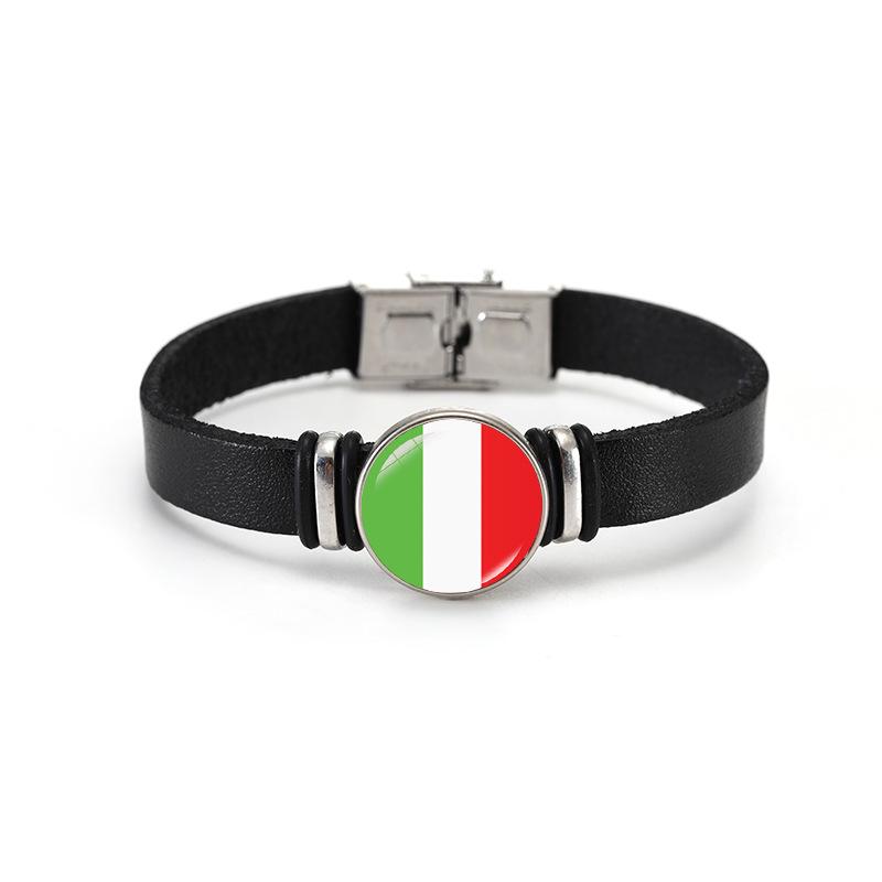 Weltcup-Länderflaggen Lederarmband Armreif - Europameisterschaftsflaggen Design Schmuck