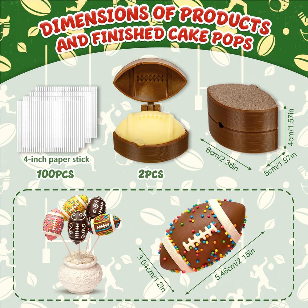 

2 Pieces Soccer Football Cake Lollipop Mold Sports Ball Theme Baking Cutter Cakepop Molds Shapes With 100 Sticks for Birthday