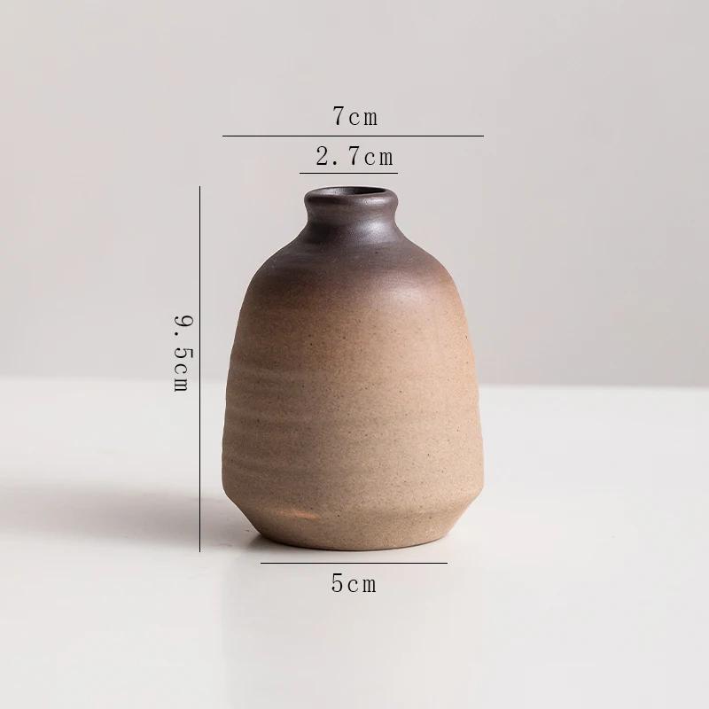 Chinese retro ceramic small vase home desktop hydroponic flowers green plant ornament coarse pottery ornament