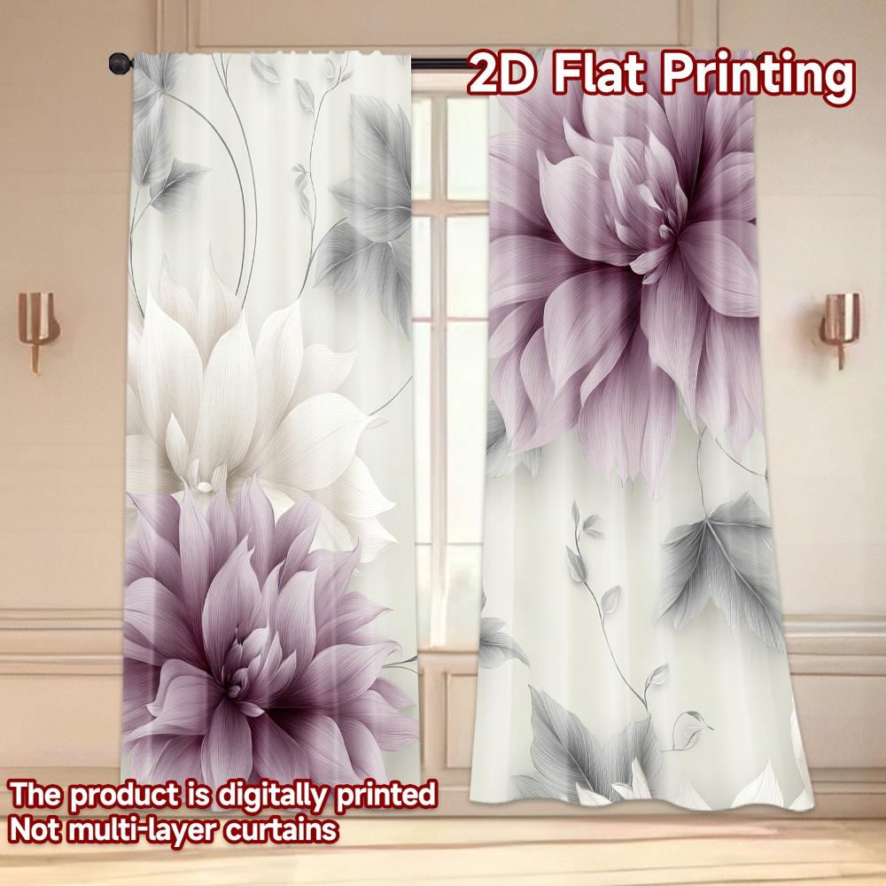 Flat Printing Curtains Without Rod Floral Elegance Design Fashionable Curtainments During New Year Holiday Curtain Set Of 2 Modern Made Polyester