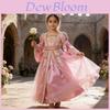 Girls Medieval Princess Costume With Tulle Fabric For Halloween Role Play And Stage Performance