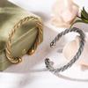 Fashionable European American Titanium Steel Woven Open Bangle – Stainless, Fade-Resistant Bracelet