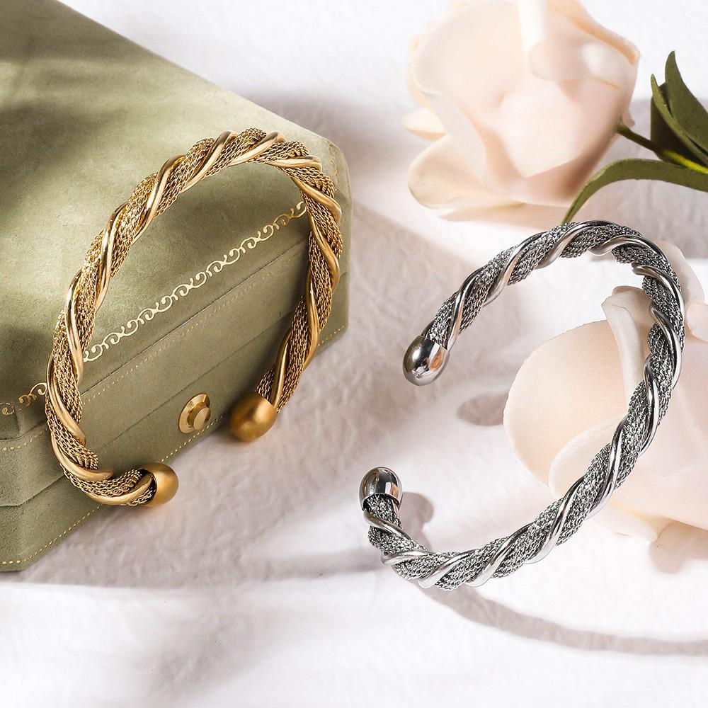 Fashionable European American Titanium Steel Woven Open Bangle – Stainless, Fade-Resistant Bracelet