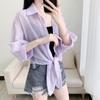 Chiffon Doll Sleeve Cardigan Women's Thin Sun Protection Shirt Short Outer Shawl Loose Top Thin Coat White Polo Collar Shirt